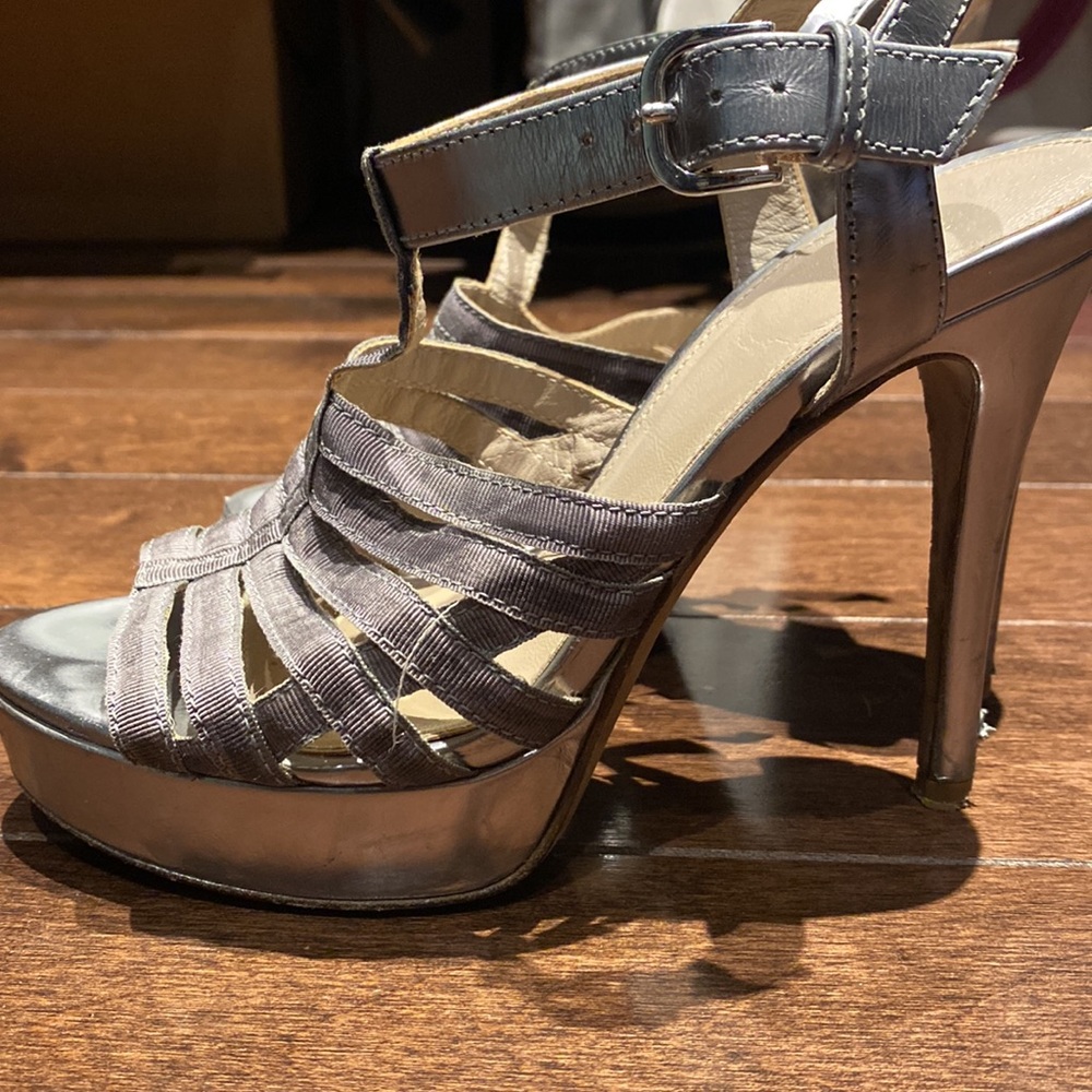 Hugo Boss silver platform sandal